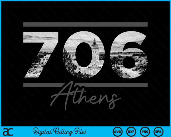 Athens 706 Area Code Skyline Georgia Vintage SVG PNG Digital Cutting Files