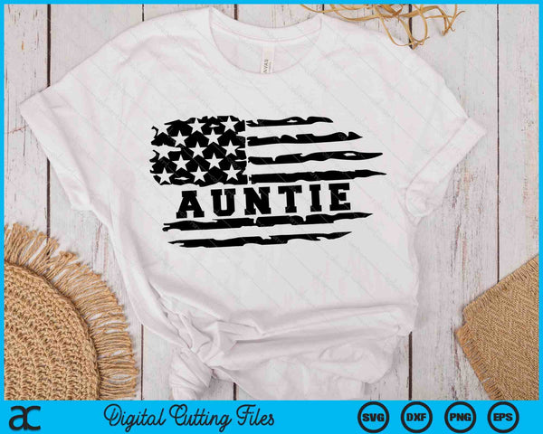 Auntie Distressed American Flag SVG PNG Digital Cutting Files