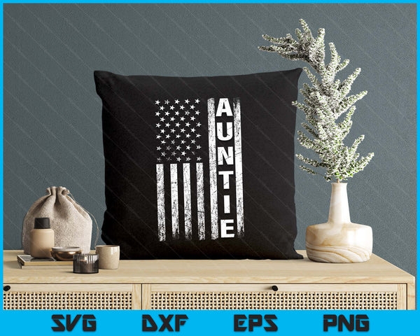 Auntie Vintage American Flag Mother's Day 4th Of July SVG PNG Digital Printable Files