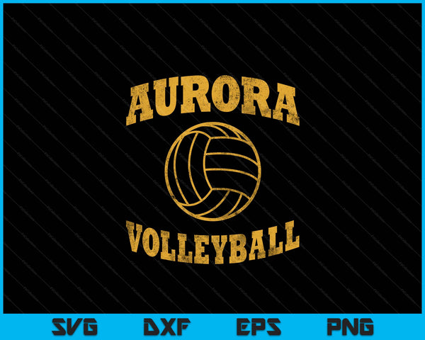 Aurora Volleyball Classic Vintage Distressed SVG PNG Digital Cutting Files