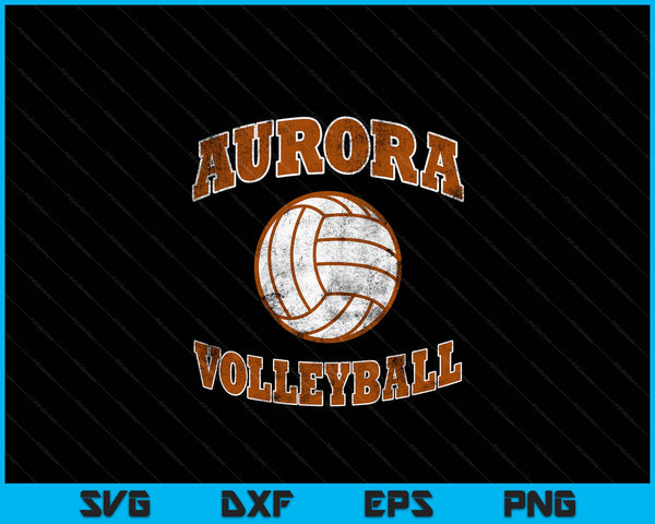 Aurora Volleyball Vintage Distressed SVG PNG Digital Cutting Files
