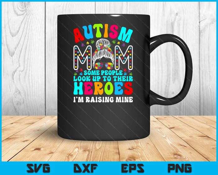 Autism Mom Raising Hero Groovy Messy Bun Autism Awareness SVG PNG Digital Cutting Files Autism Mom Raising Hero Groovy Messy Bun Autism Awareness SVG PNG Digital Cutting Files