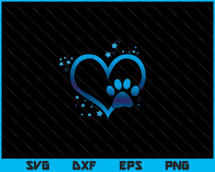 Awesome Blue Paw Print hart SVG PNG snijden afdrukbare bestanden Awesome Blue Paw Print hart SVG PNG snijden afdrukbare bestanden
