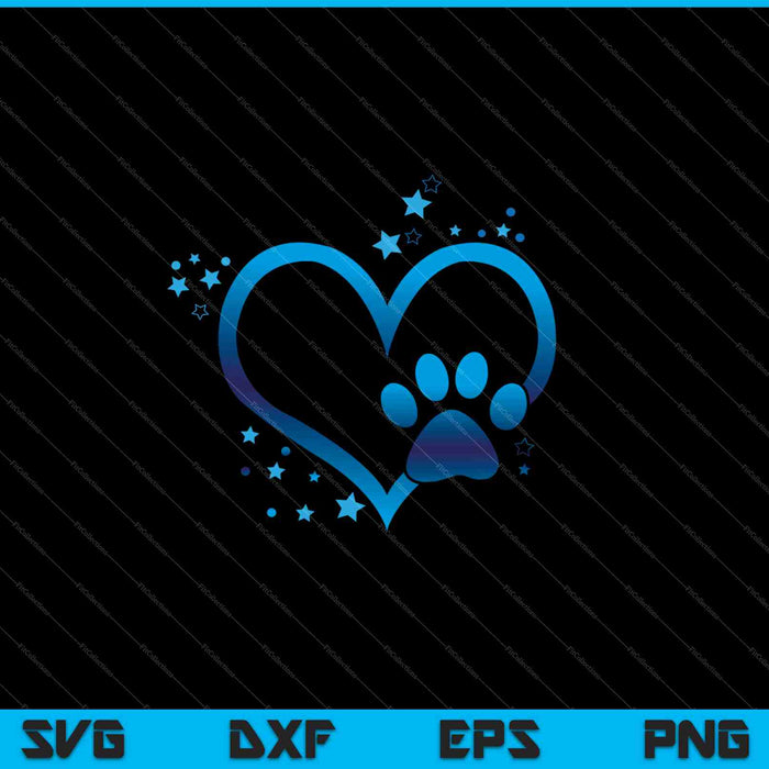 Awesome Blue Paw Print hart SVG PNG snijden afdrukbare bestanden Awesome Blue Paw Print hart SVG PNG snijden afdrukbare bestanden