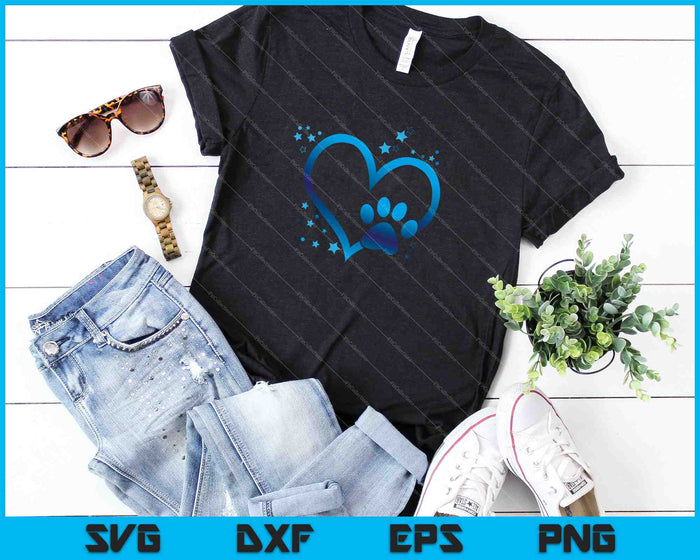 Awesome Blue Paw Print hart SVG PNG snijden afdrukbare bestanden Awesome Blue Paw Print hart SVG PNG snijden afdrukbare bestanden