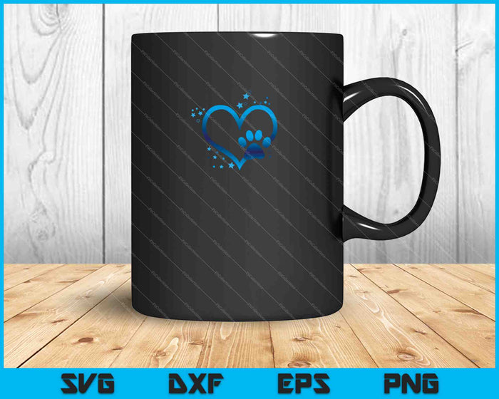 Awesome Blue Paw Print hart SVG PNG snijden afdrukbare bestanden Awesome Blue Paw Print hart SVG PNG snijden afdrukbare bestanden
