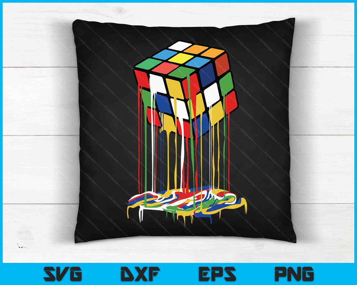 Geweldige grafische smeltende Rubik Rubix Rubics Cube SVG PNG digitale snijbestanden Geweldige grafische smeltende Rubik Rubix Rubics Cube SVG PNG digitale snijbestanden