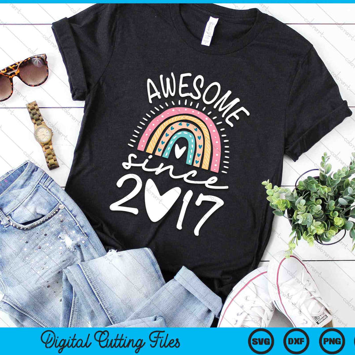 Awesome Since 2017 7th Birthday Rainbow SVG PNG Digital Printable Files Awesome Since 2017 7th Birthday Rainbow SVG PNG Digital Printable Files
