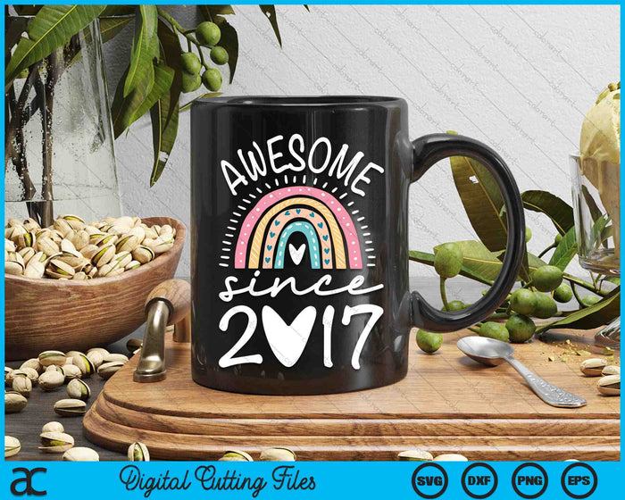 Awesome Since 2017 7th Birthday Rainbow SVG PNG Digital Printable Files Awesome Since 2017 7th Birthday Rainbow SVG PNG Digital Printable Files
