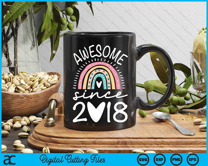 Awesome Since 2018 6th Birthday Rainbow SVG PNG Digital Printable Files Awesome Since 2018 6th Birthday Rainbow SVG PNG Digital Printable Files