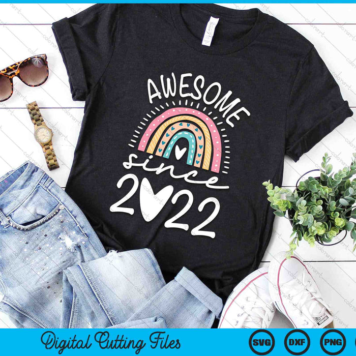 Awesome Since 2022 2nd Birthday Rainbow SVG PNG Digital Printable Files Awesome Since 2022 2nd Birthday Rainbow SVG PNG Digital Printable Files