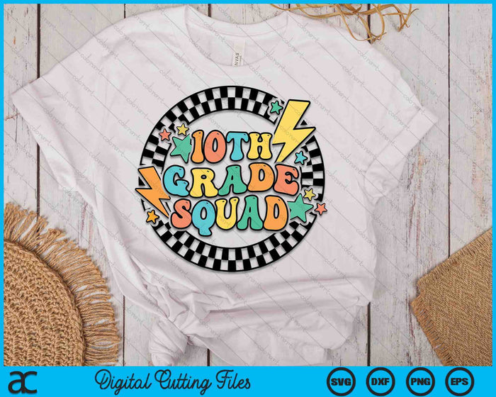 Back To School Groovy Teacher 10th Grade Crew Squad Team SVG PNG Digital Cutting Files Back To School Groovy Teacher 10th Grade Crew Squad Team SVG PNG Digital Cutting Files