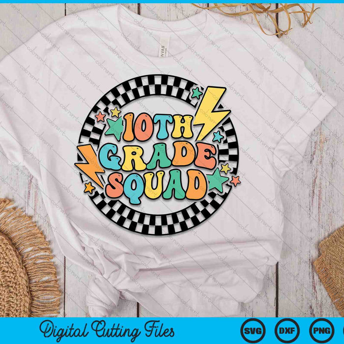 Back To School Groovy Teacher 10th Grade Crew Squad Team SVG PNG Digital Cutting Files Back To School Groovy Teacher 10th Grade Crew Squad Team SVG PNG Digital Cutting Files