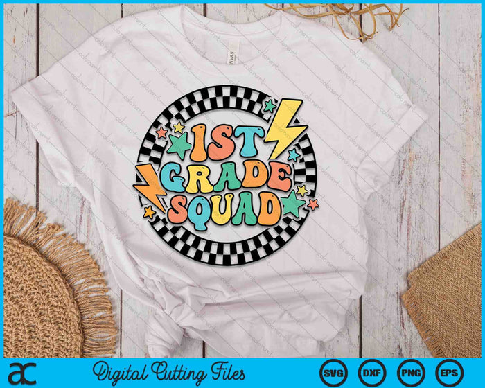 Back To School Groovy Teacher 1st Grade Crew Squad Team SVG PNG Digital Cutting Files Back To School Groovy Teacher 1st Grade Crew Squad Team SVG PNG Digital Cutting Files