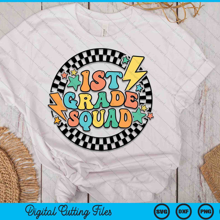 Back To School Groovy Teacher 1st Grade Crew Squad Team SVG PNG Digital Cutting Files Back To School Groovy Teacher 1st Grade Crew Squad Team SVG PNG Digital Cutting Files