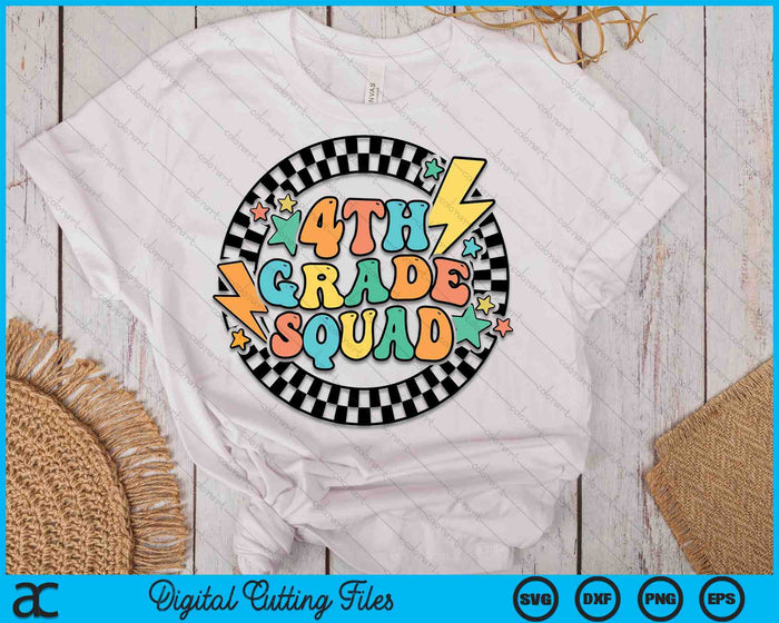 Back To School Groovy Teacher 4th Grade Crew Squad Team SVG PNG Digital Cutting Files Back To School Groovy Teacher 4th Grade Crew Squad Team SVG PNG Digital Cutting Files