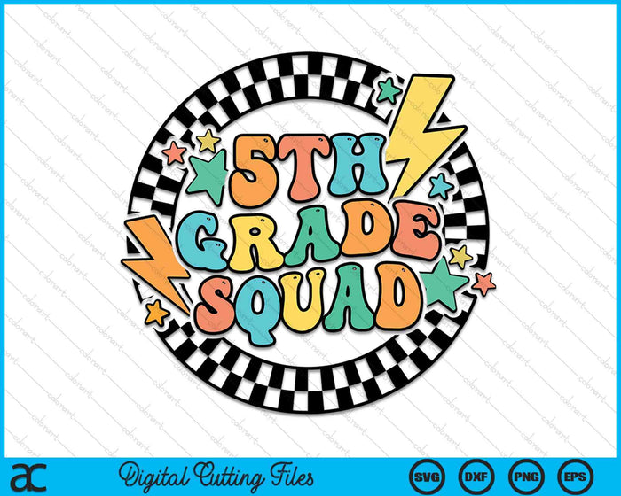 Back To School Groovy Teacher 5th Grade Crew Squad Team SVG PNG Digital Cutting Files Back To School Groovy Teacher 5th Grade Crew Squad Team SVG PNG Digital Cutting Files