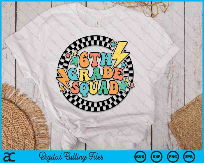 Back To School Groovy Teacher 6th Grade Crew Squad Team SVG PNG Digital Cutting Files Back To School Groovy Teacher 6th Grade Crew Squad Team SVG PNG Digital Cutting Files