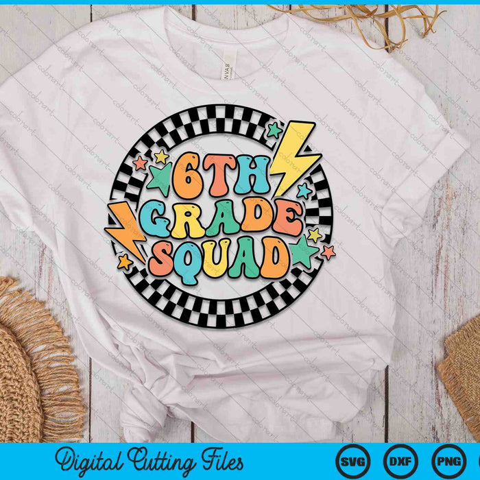 Back To School Groovy Teacher 6th Grade Crew Squad Team SVG PNG Digital Cutting Files Back To School Groovy Teacher 6th Grade Crew Squad Team SVG PNG Digital Cutting Files