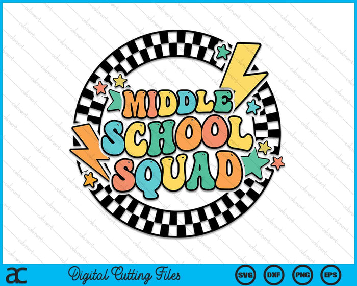 Back To School Groovy Teacher Middle School Crew Squad Team SVG PNG Digital Cutting Files Back To School Groovy Teacher Middle School Crew Squad Team SVG PNG Digital Cutting Files