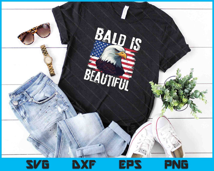 Bald Is Beautiful 4th of July Independence Day SVG PNG Digital Cutting Files