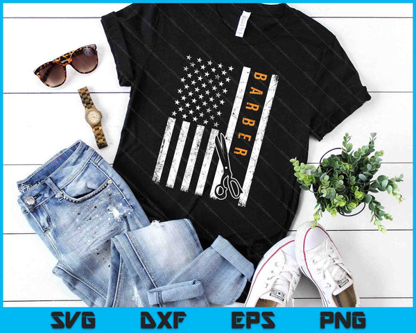 Barber American Flag Design Barbershop SVG PNG Digital Printable Files