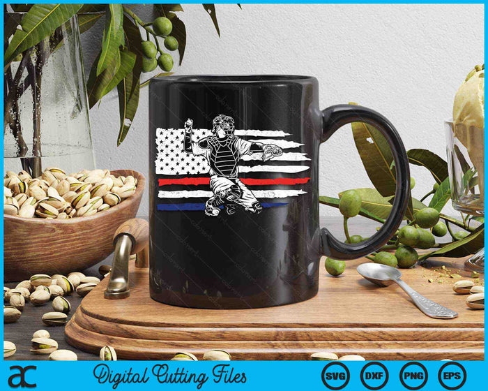 Honkbal Amerikaanse vlag patriottische Catcher 4 juli SVG PNG digitale snijbestanden Honkbal Amerikaanse vlag patriottische Catcher 4 juli SVG PNG digitale snijbestanden
