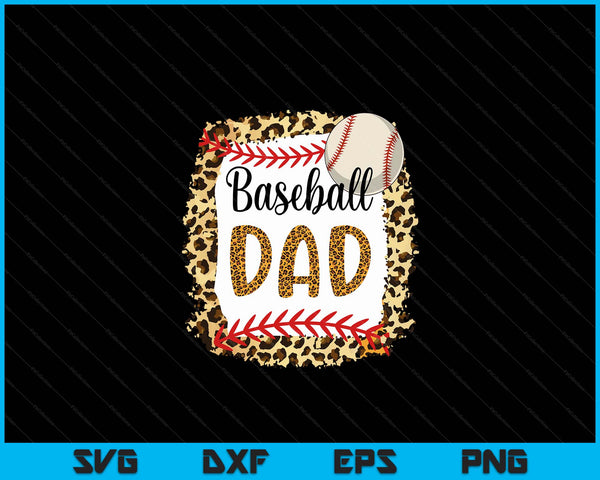 Baseball Dad Leopard Baseball Dad For Father's Day SVG PNG Digital Cutting Files