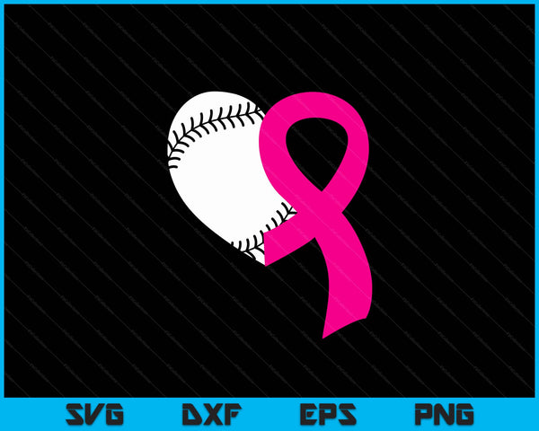 Baseball Pink Ribbon Heart Cool Breast Cancer Awareness Gifts SVG PNG Cutting Printable Files