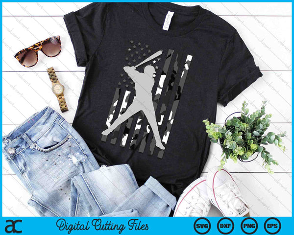 Baseball Player American Flag USA Camo Patriotic SVG PNG Digital Printable Files