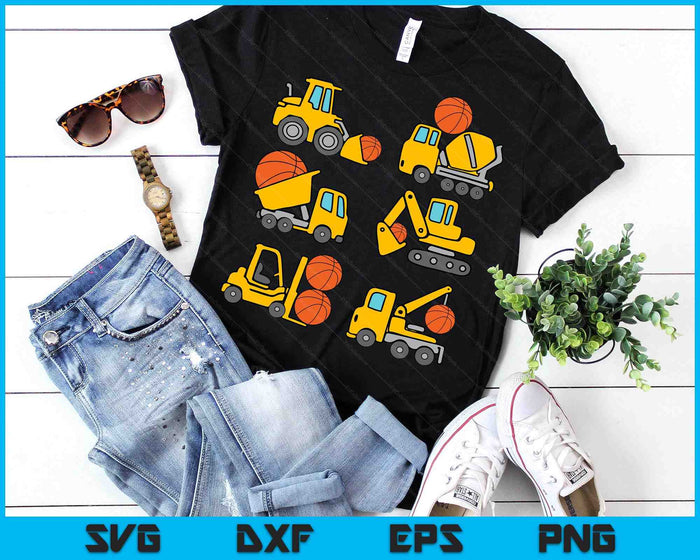 Basketball Diggers Kids Construction Trucks Toddler Boys SVG PNG Digital Printable Files Basketball Diggers Kids Construction Trucks Toddler Boys SVG PNG Digital Printable Files