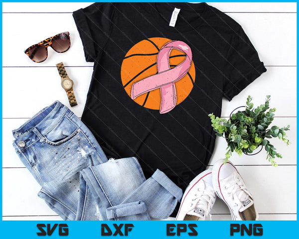 Basketball Pink Ribbon Breast Cancer Awareness Sport Lover SVG PNG Digital Cutting Files
