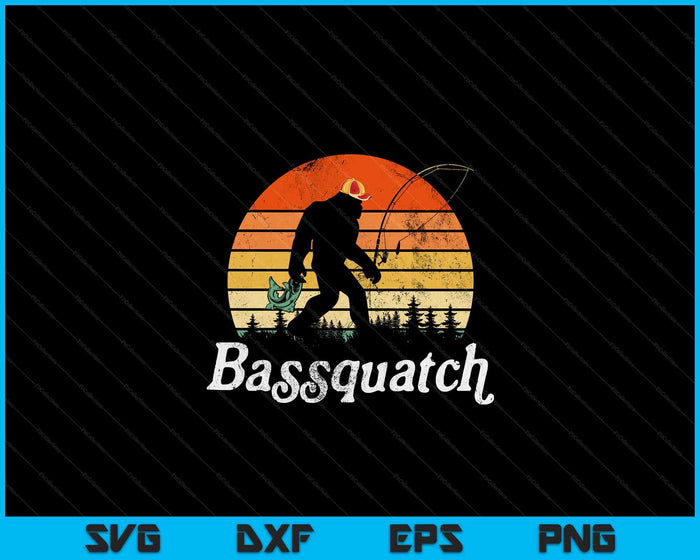 Bassquatch! Bigfoot Fishing Outdoor Retro SVG PNG Digital Cutting Files Bassquatch! Bigfoot Fishing Outdoor Retro SVG PNG Digital Cutting Files