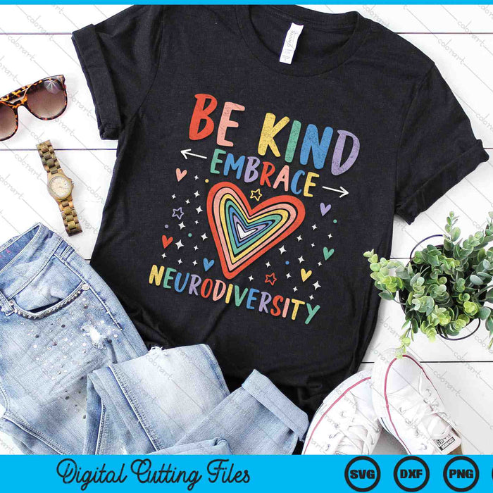 Be Kind Embrace Neurodiversity Heart ADHD Autism Awareness SVG PNG Printable Files Be Kind Embrace Neurodiversity Heart ADHD Autism Awareness SVG PNG Printable Files