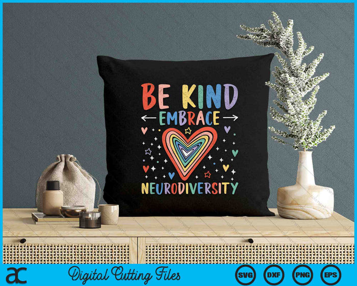 Be Kind Embrace Neurodiversity Heart ADHD Autism Awareness SVG PNG Printable Files Be Kind Embrace Neurodiversity Heart ADHD Autism Awareness SVG PNG Printable Files