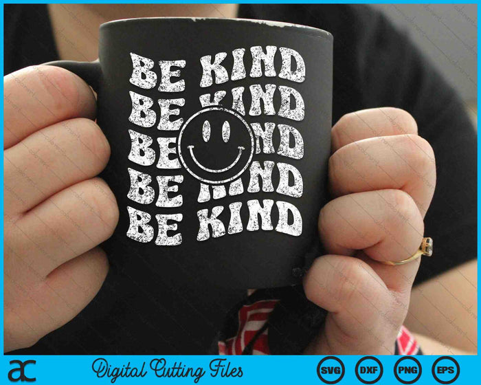 Be Kind Retro Happy Face Vintage Positivity SVG PNG Digital Cutting Files Be Kind Retro Happy Face Vintage Positivity SVG PNG Digital Cutting Files