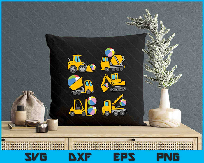 Beach Ball Diggers Kids Construction Trucks Toddler Boys SVG PNG Digital Printable Files Beach Ball Diggers Kids Construction Trucks Toddler Boys SVG PNG Digital Printable Files
