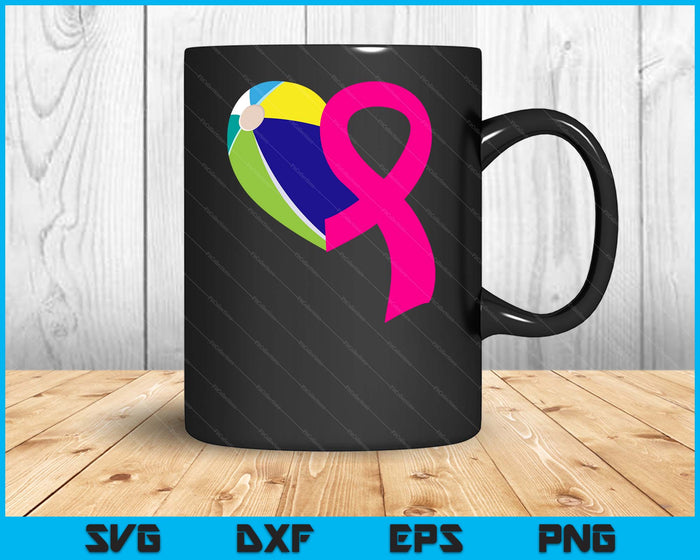 Beach Ball Pink Ribbon Heart Cool Breast Cancer Awareness Gifts SVG PNG Cutting Printable Files Beach Ball Pink Ribbon Heart Cool Breast Cancer Awareness Gifts SVG PNG Cutting Printable Files