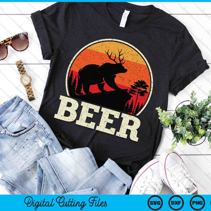 Bear Deer Funny Beer Retro Vintage St. Patrick's Day SVG PNG Digital Printable Files Bear Deer Funny Beer Retro Vintage St. Patrick's Day SVG PNG Digital Printable Files