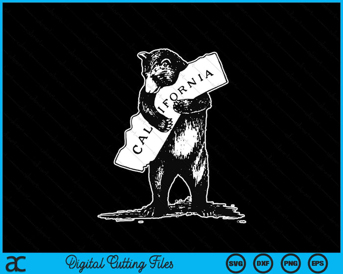 Bear Hug I Love California Retro Vintage SVG PNG Digital Cutting Files