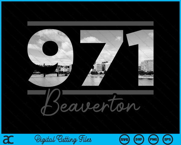 Beaverton 971 Area Code Skyline Oregon Vintage SVG PNG Digital Cutting Files