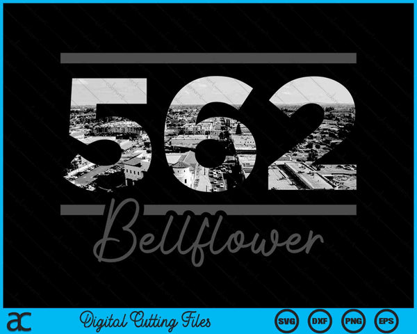 Bellflower 562 Area Code Skyline California Vintage SVG PNG Digital Cutting Files