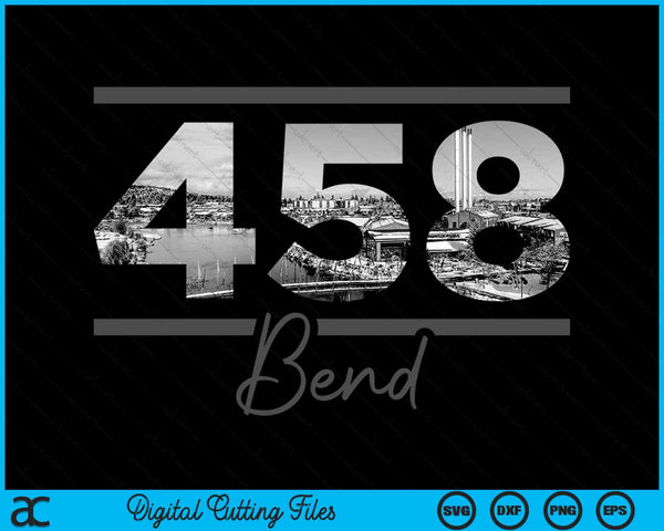 Bend 458 Area Code Skyline Oregon Vintage SVG PNG Digital Cutting Files