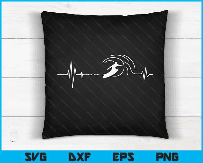 Big Wave Surfing Heartbeat Surfers Beach Lover Surfboard SVG PNG Digital Cutting Files