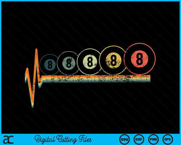 Billiards Eight Vintage Retro 8 Ball Pool SVG PNG Cutting Printable Files