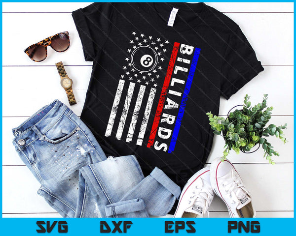 Billiards Lovers 4th of July American Flag Billiards USA SVG PNG Digital Printable Files