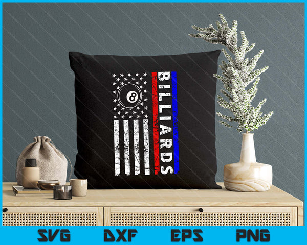 Billiards Lovers 4th of July American Flag Billiards USA SVG PNG Digital Printable Files