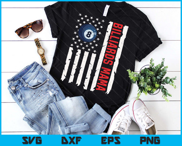 Billiards Mama USA American Flag Patriotic Mama 4th Of July SVG PNG Digital Printable Files