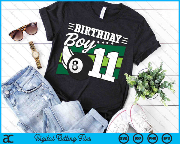 Birthday Boy 11 Years Old Pool Lover Birthday SVG PNG Digital Cutting Files