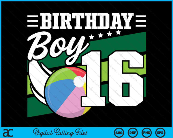 Birthday Boy 16 Years Old Beach Ball Lover Birthday SVG PNG Digital Cutting Files